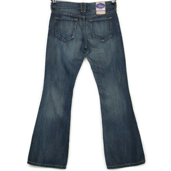 Retro Old Navy The Diva Super‎ Flare Low Rise Jeans Distressed 4 x 32 - Picture 2 of 11